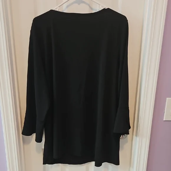 Talbots Black Relaxed 3/4 Sleeve Blouse - Picture 2 of 3
